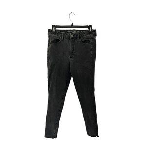 american eagle super stretch X4 super hi rise jegging black jean 6 short raw hem